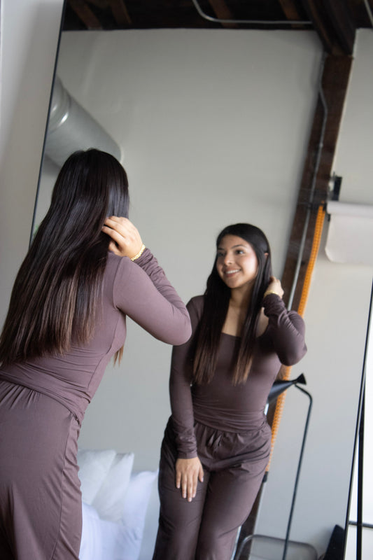 Brown Butter Square Neck Long Sleeve